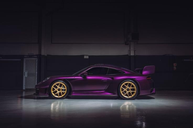 RML GT Hypercar in purple, side shot in a studio RML GT Hypercar in purple, side shot in a studio